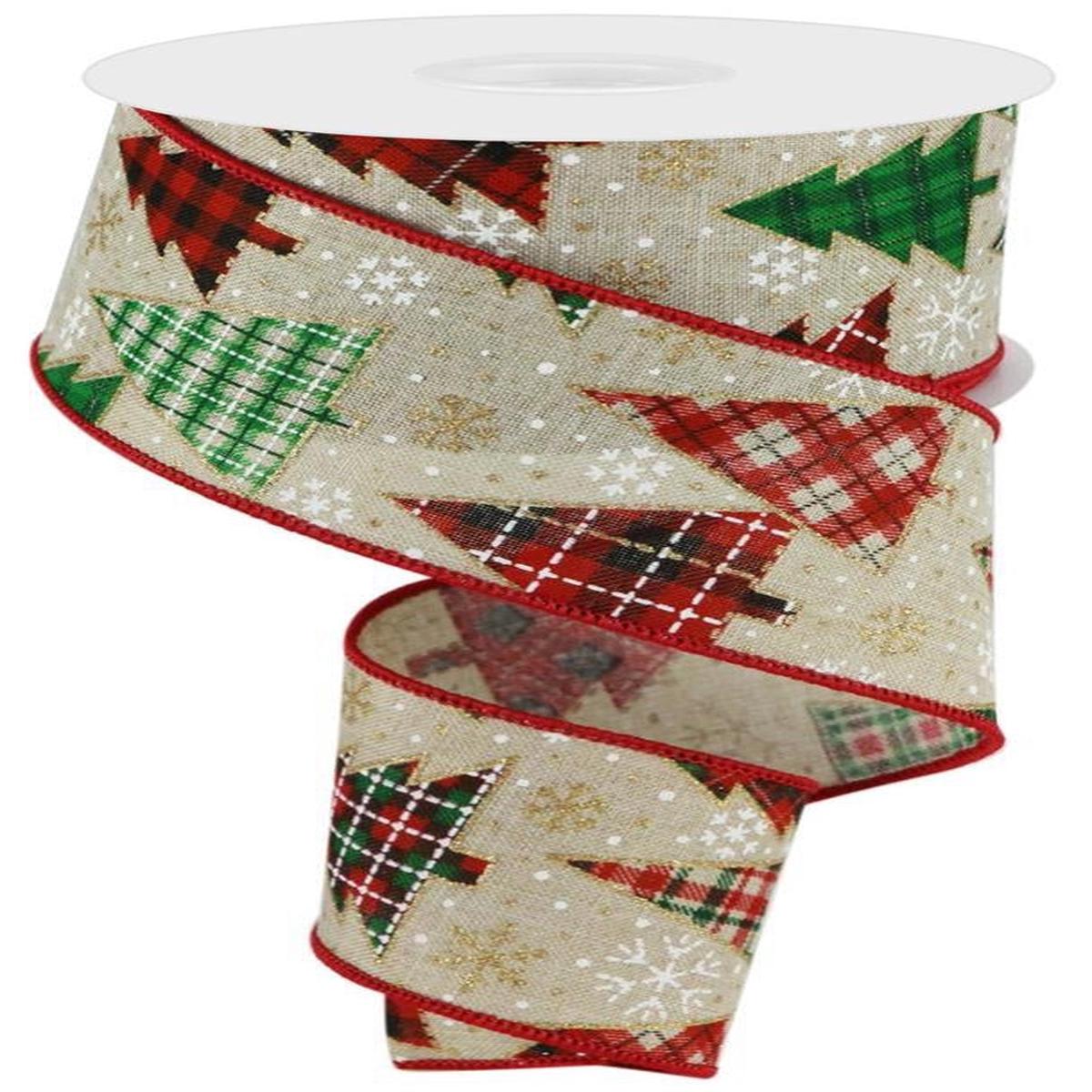 10 Yards of Christmas Tree & Snowflake Royal Burlap Ribbon