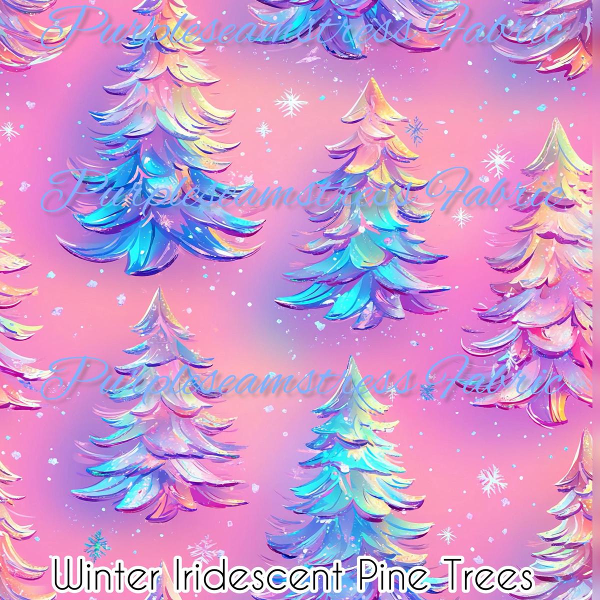 Winter Iridescent Pine Trees  Fab...