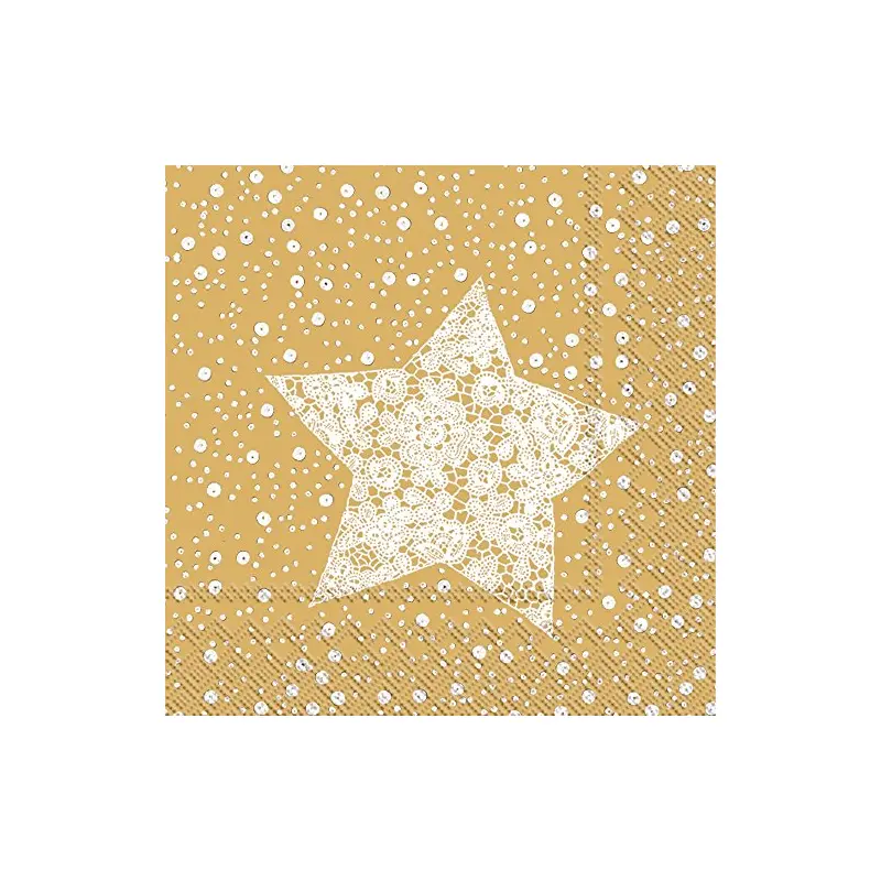 Gold Christmas Lace Paper Cocktail Napkins