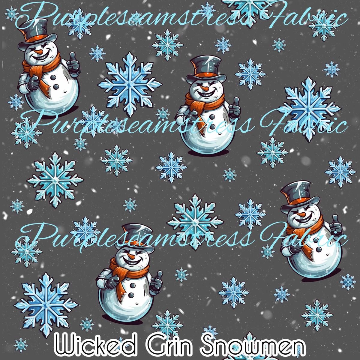 Wicked Grin Snowmen  Fabric