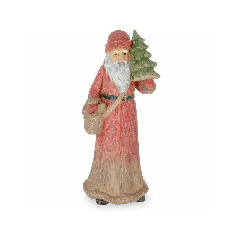 SANTA HOLDING TREE AND TOY BAG FIGURINE