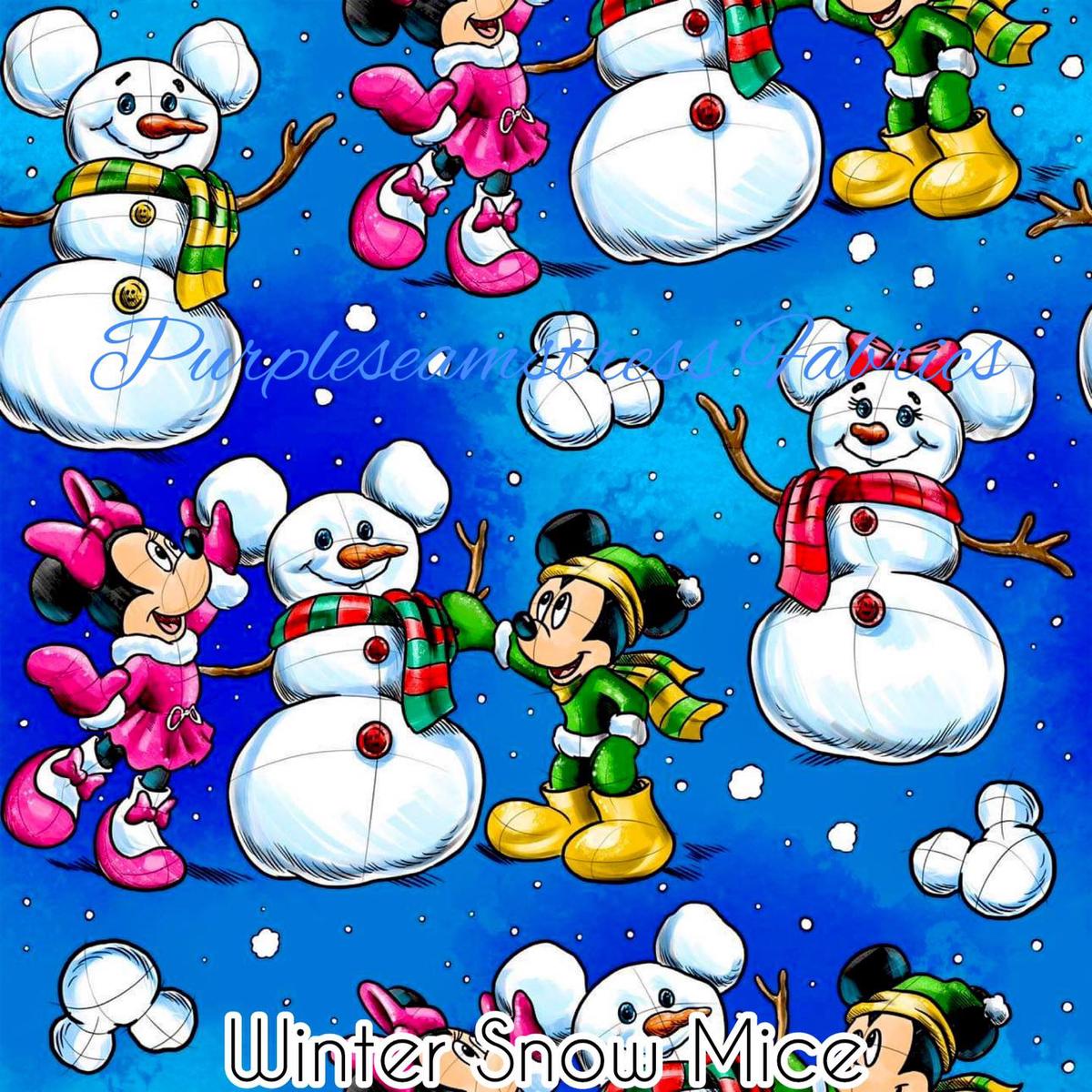 Winter Snow Mice  Fabric