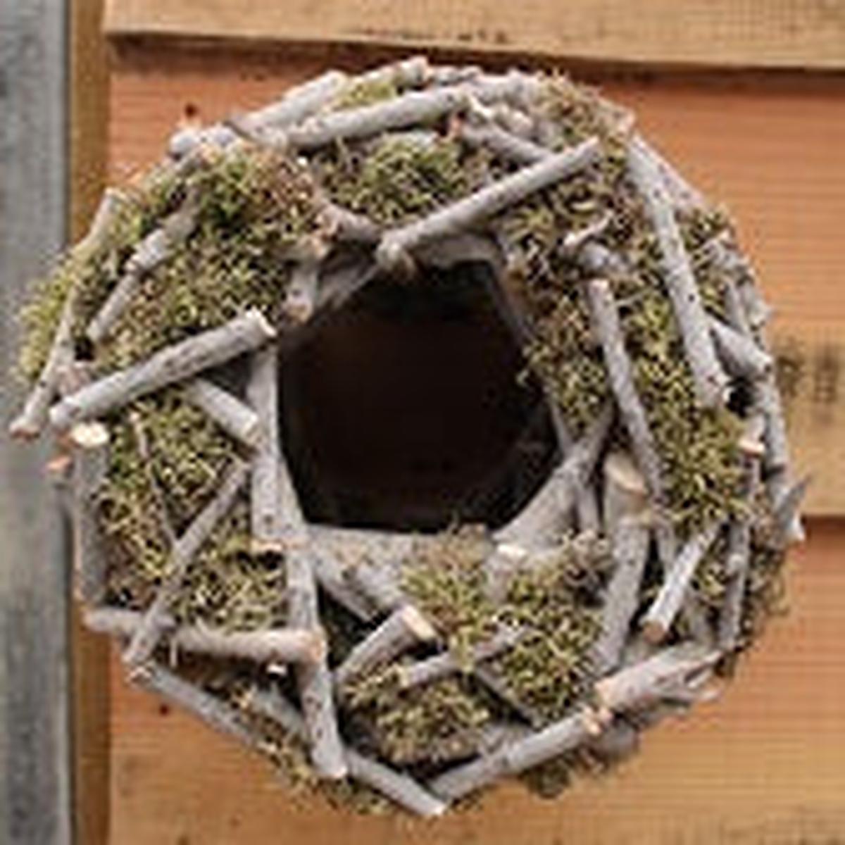 Wreath mika Birch D30cm Frosted White