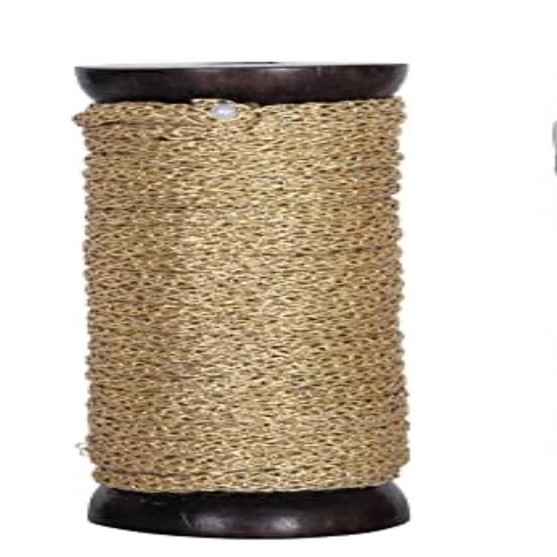 Wooden Spool with Metallic Ribbon - Gold Sparkle