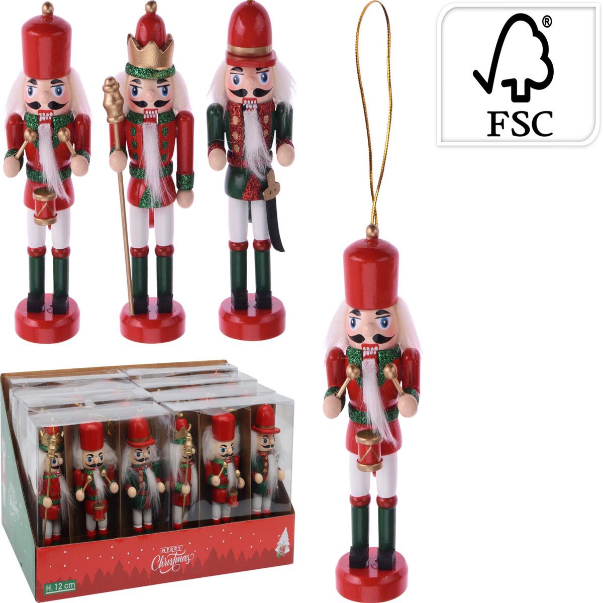 12cm Wooden Nutcracker Soldier Christmas Tree Ornament