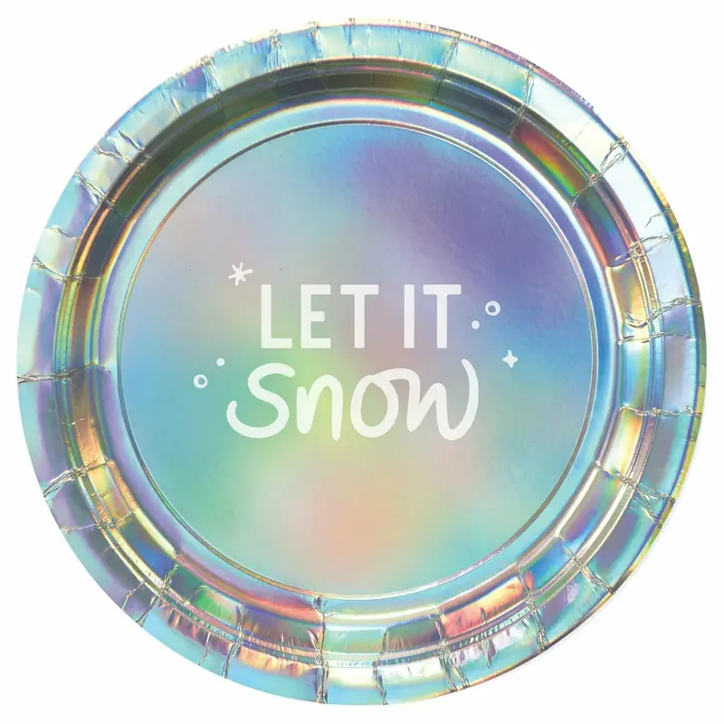 Snowy Iridescent Round Plates, 7