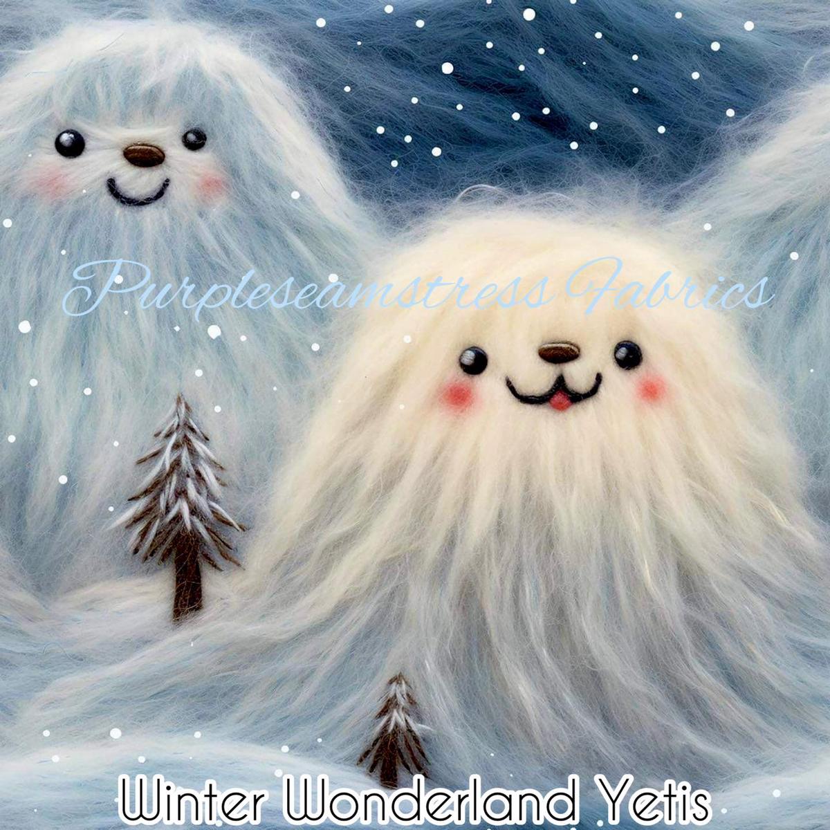 Winter Wonderland Yetis  Fabric
