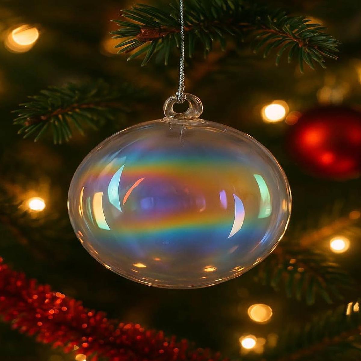 12cm Iridescent Glass Christmas Tree Ball
