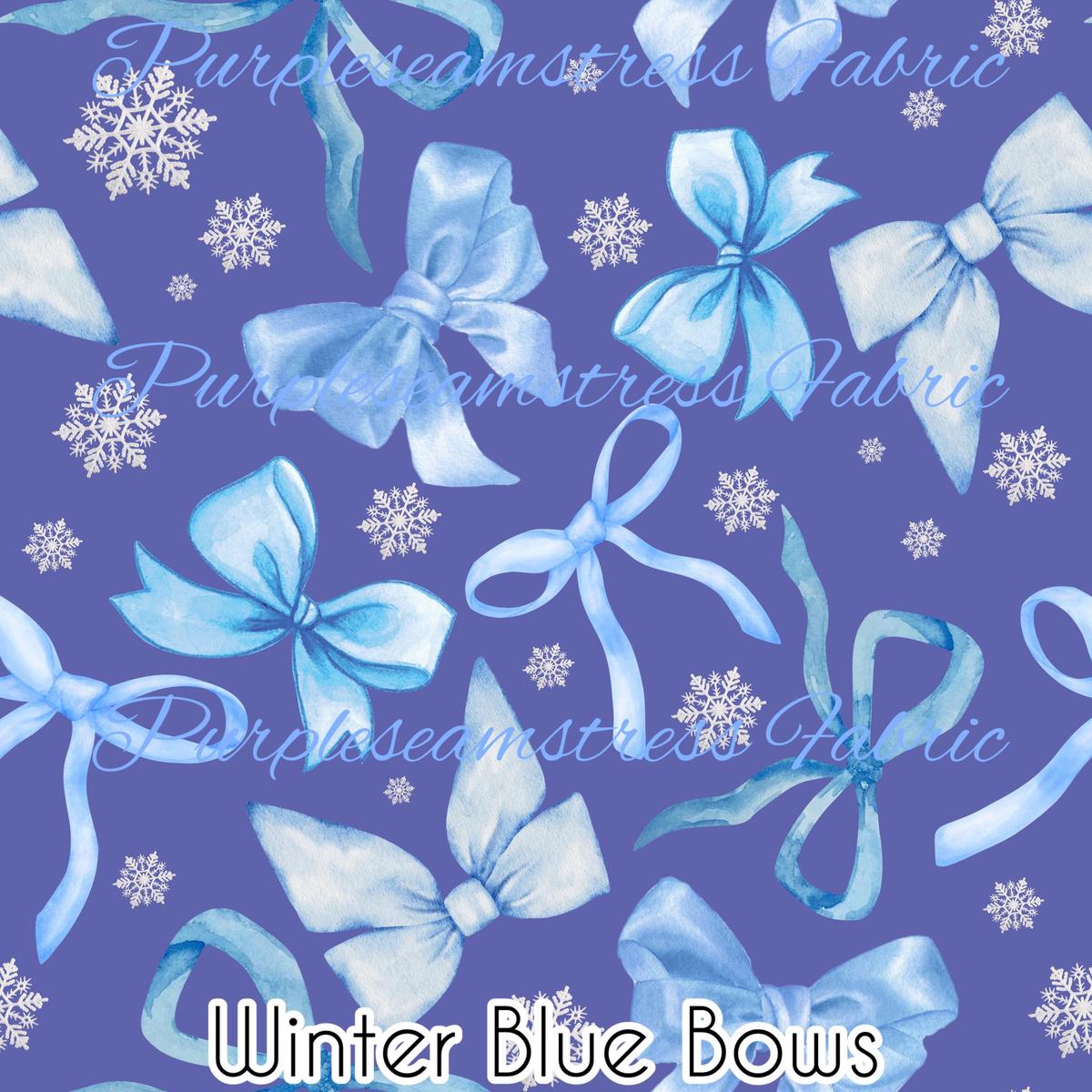 Winter Blue Bows  Fabric