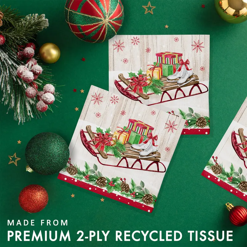 Vintage Christmas Beverage Napkins