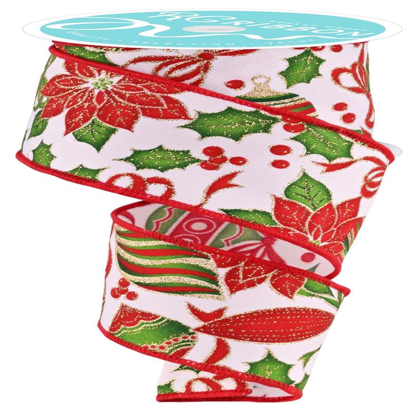 10 Yards of Poinsettia Ornament Ribbon