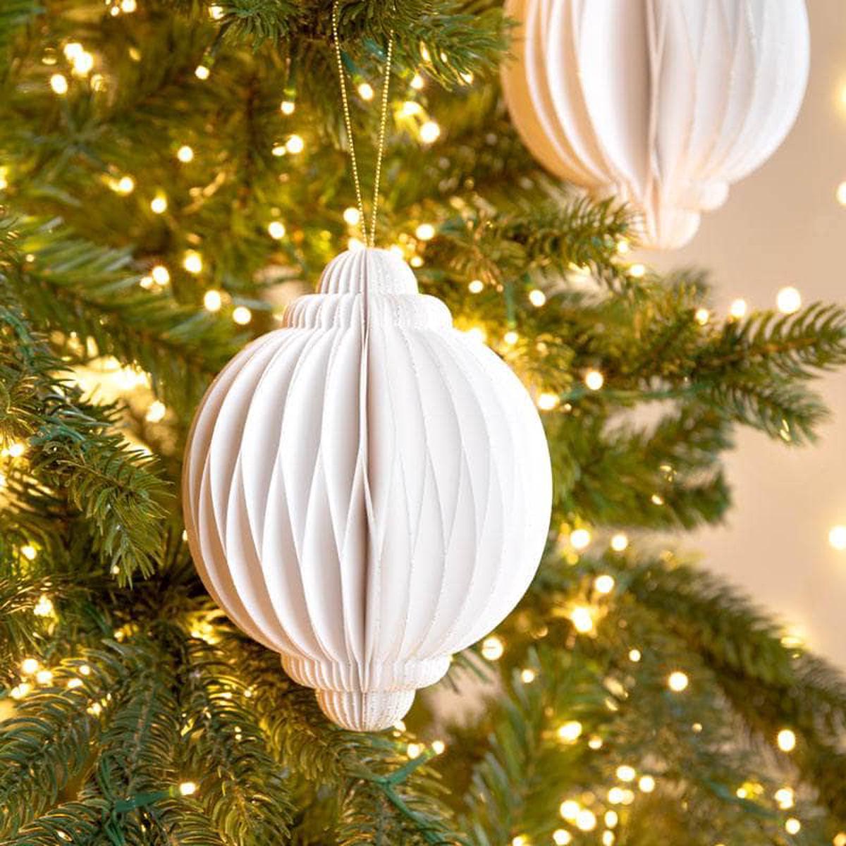 White Paper Onion Christmas Decoration - 15cm