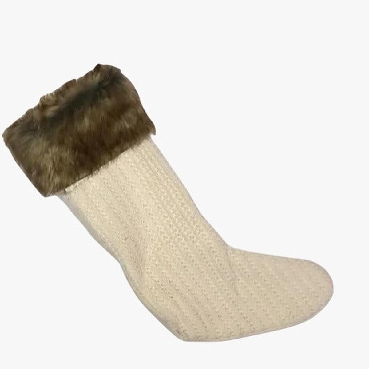 White Epiphany Wool Befana Stocking with Fur, 40cm