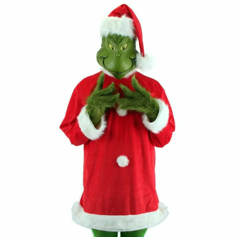 Dr. Seuss The Grinch Santa Costume Deluxe with Mask Mens L/XL
