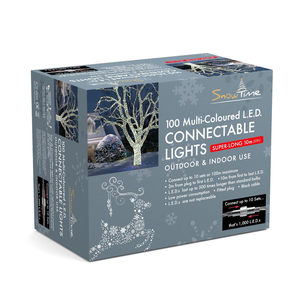100 Blue LED Connectable Christmas Lights Twinkling