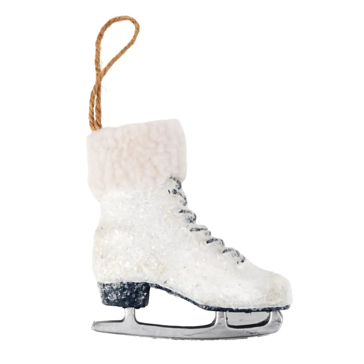 White Glitter Ice Skate Decoration Hanging Bauble