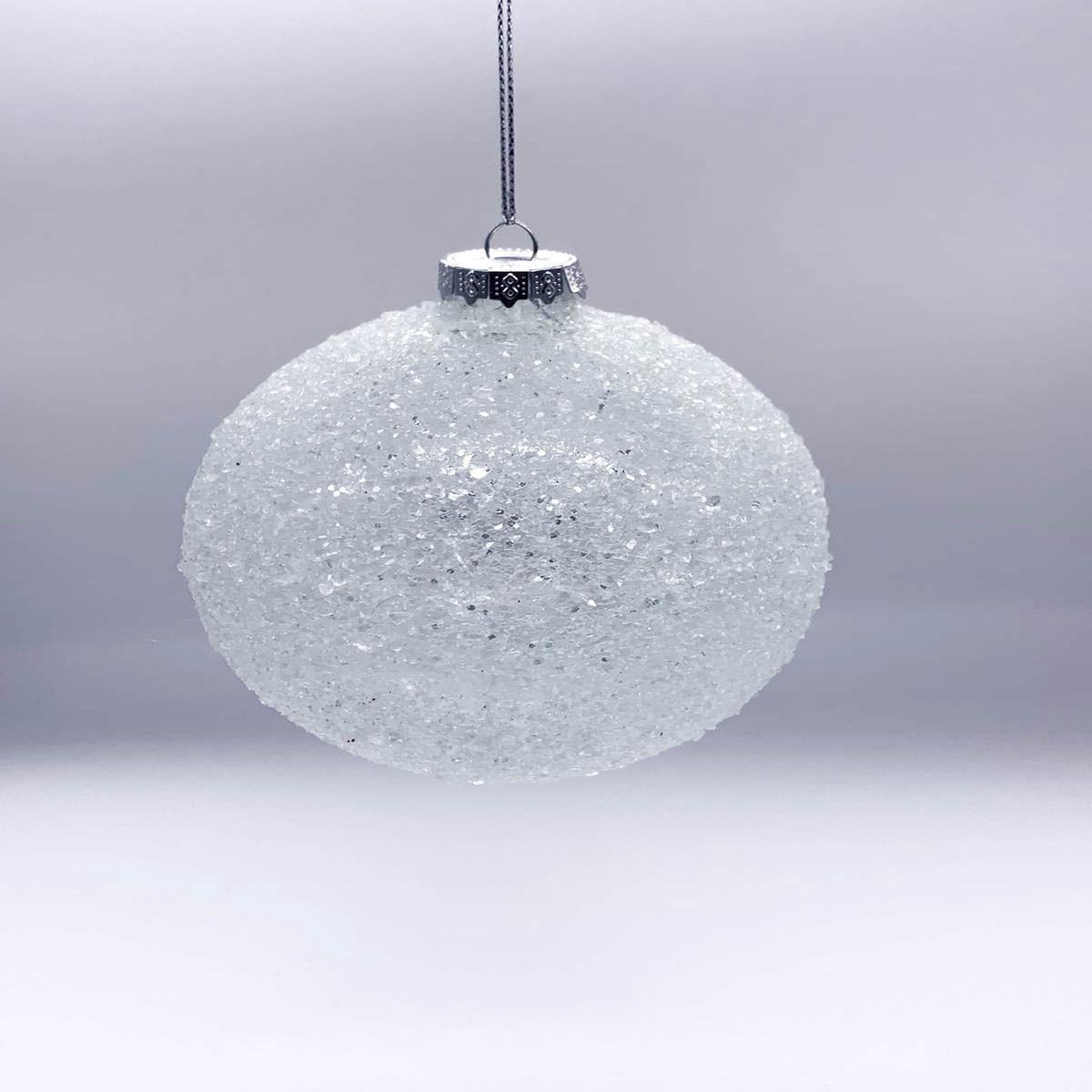10cm Clear Glass Christmas Tree Ball with Ice Effect