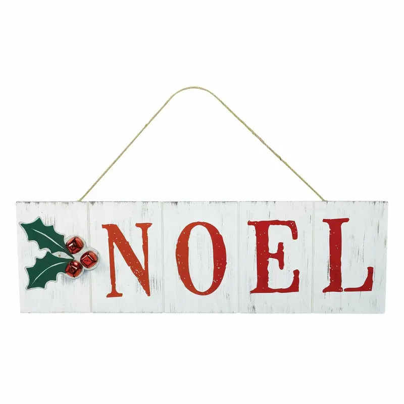 Noel Hanging Sign, w/ Bells & Rope Hanger