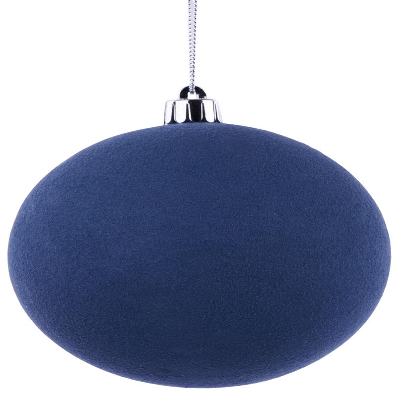 100MM Smooth Flocked Smoke Blue Ornament