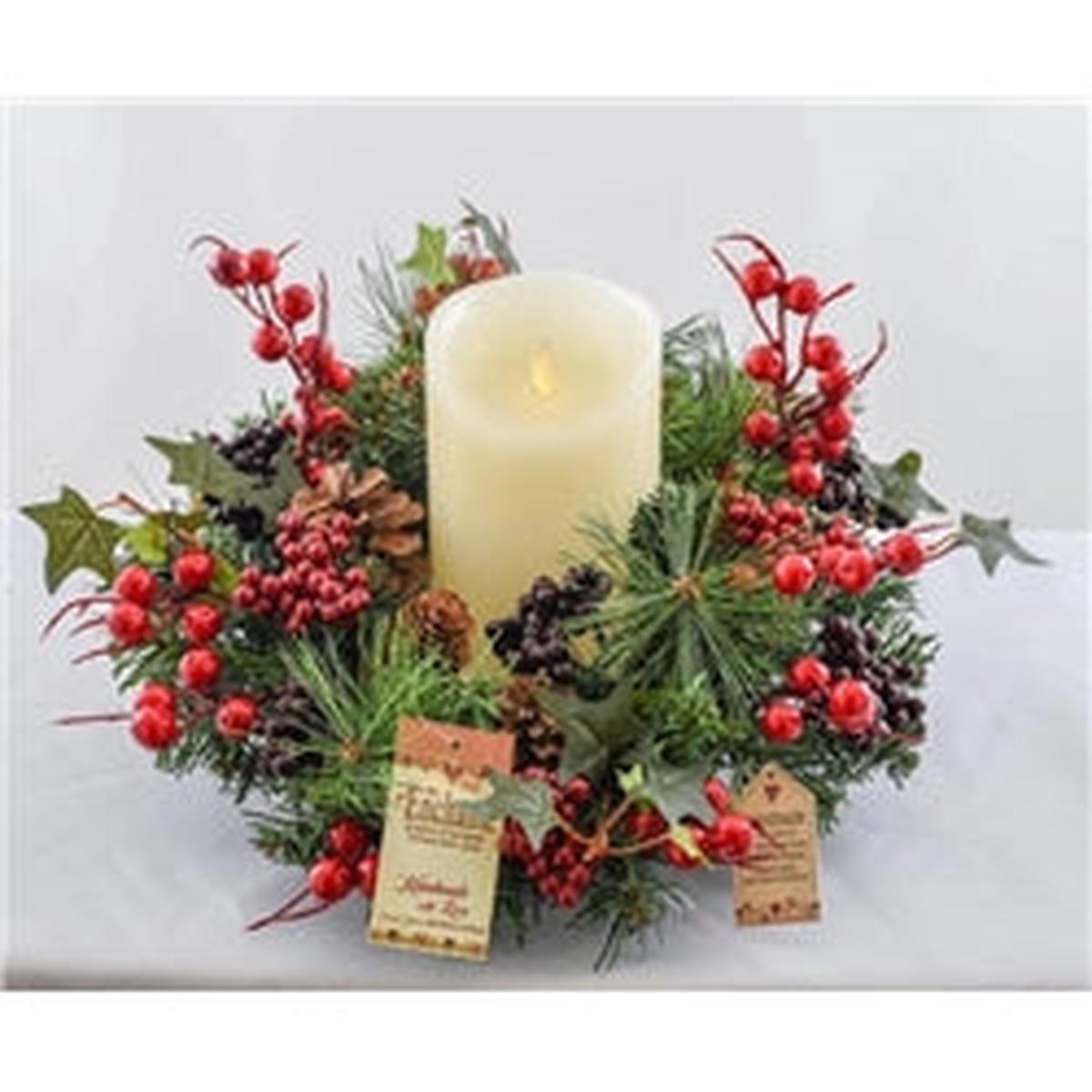 WOODLAND BERRY CANDLE WREATH 35x35x12 cm
