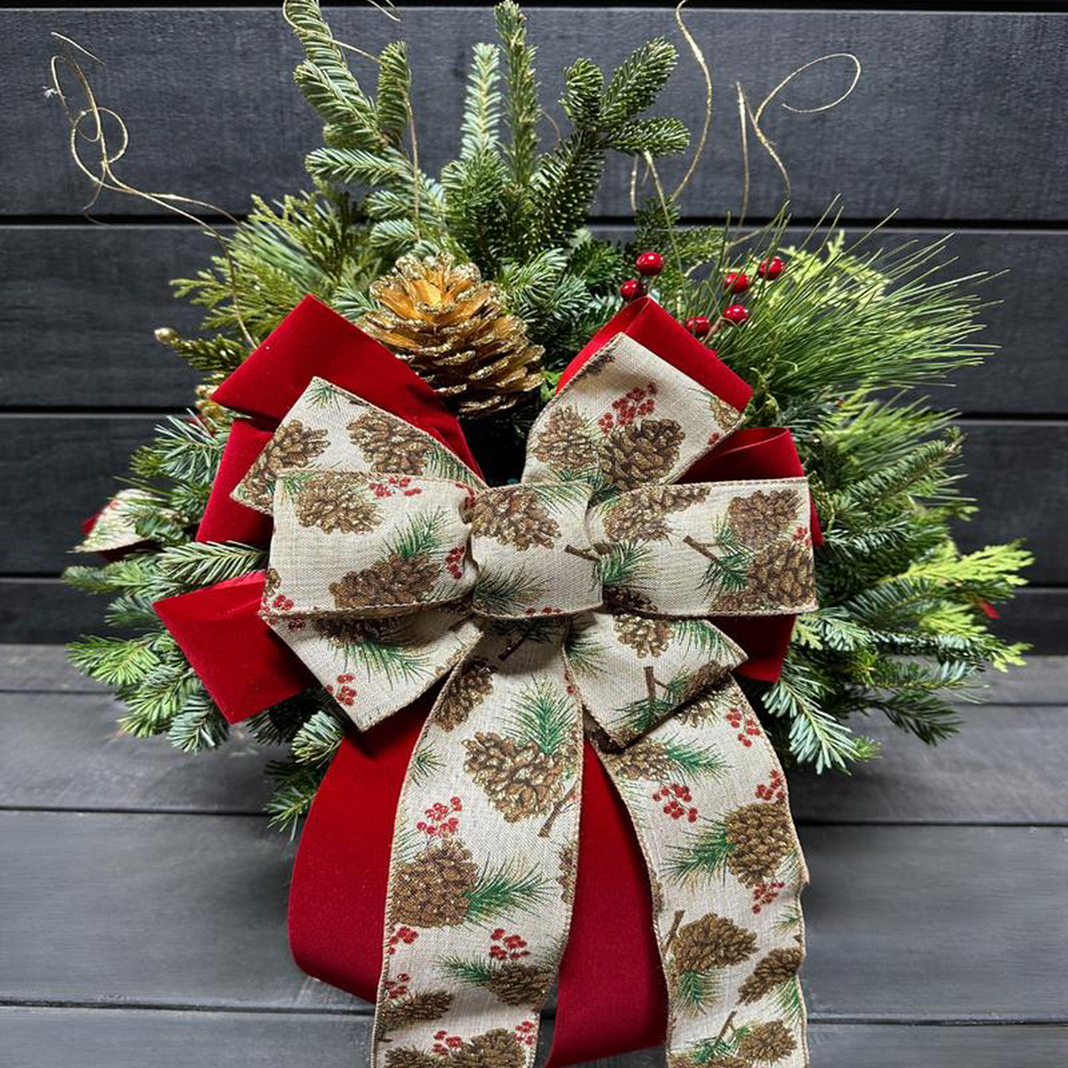 10 Decorated Pinecone Standard Pot (Xmas)