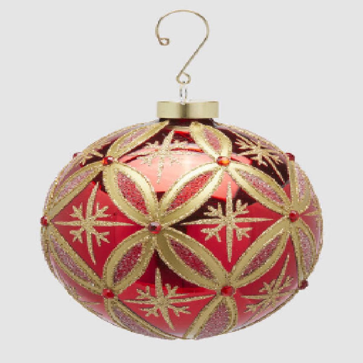 12cm Red Ruby Glass Christmas Tree Ball