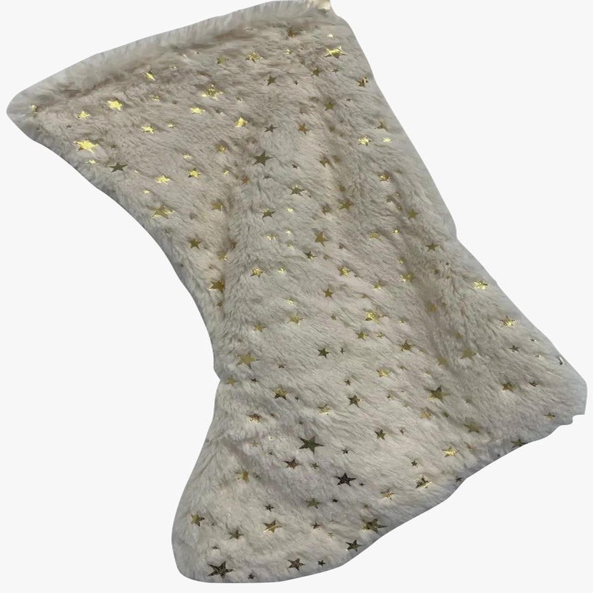 White Epiphany Stocking with Gold Stars, 40cm