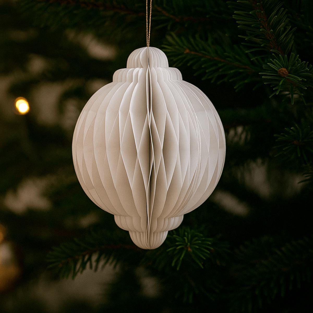 White Paper Onion Christmas Decoration - 20cm