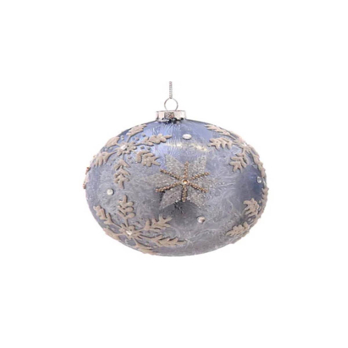 12cm Silver Glass Christmas Tree Ball with Snowflakes
