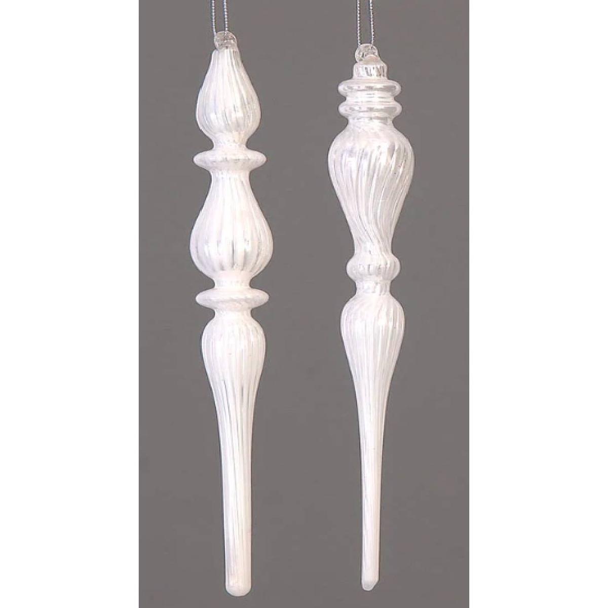 White Pointed Glass Christmas Tree Ball 27cm Assorted Product