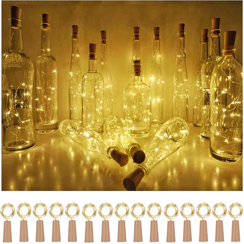 Wine Bottle Cork Lights 10 Pack 10 LED/ 40 Inches Battery Operated Cork Shape Copper Wire Colorful Fairy Mini String Lights