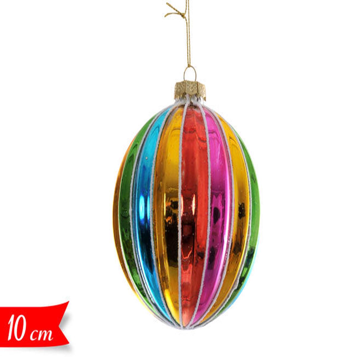 10cm Multicolored Glass Christmas Tree Ball