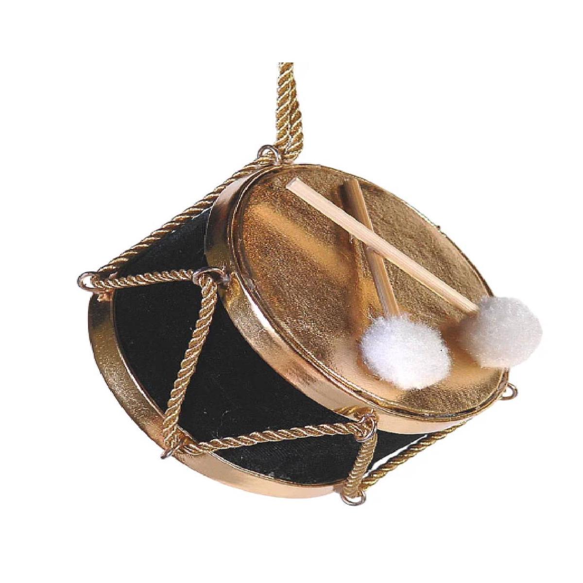 11cm Black and Gold Drum Christmas Tree Decoration