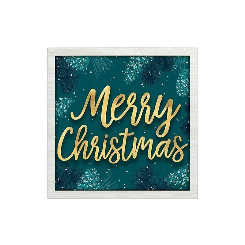 Teal Very Merry Christmas Block Sign