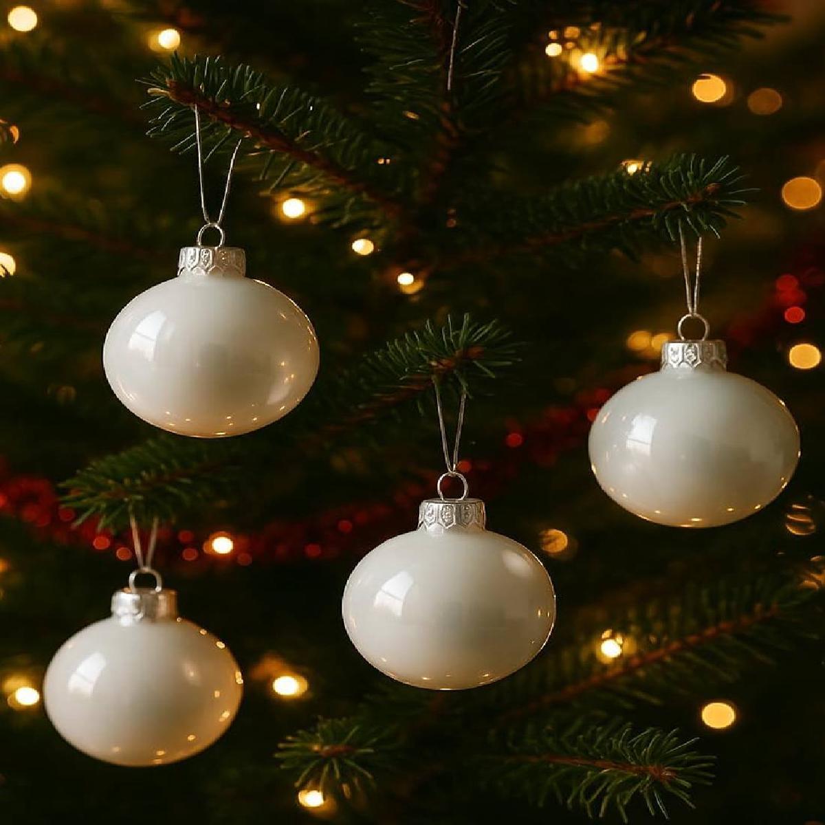 White Glass Christmas Tree Ball Winter 6cm
