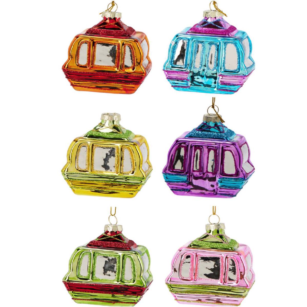 10cm Glass Cable Car Christmas Tree Decoration