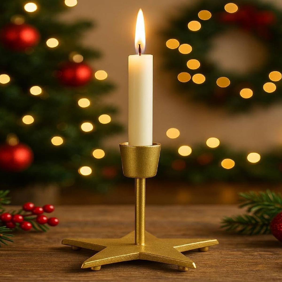 12cm Gold Star Aluminum Christmas Candle Holder