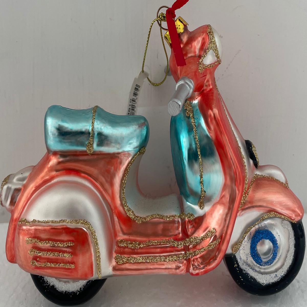 12cm Glass Vespa Scooter Christmas Tree Decoration