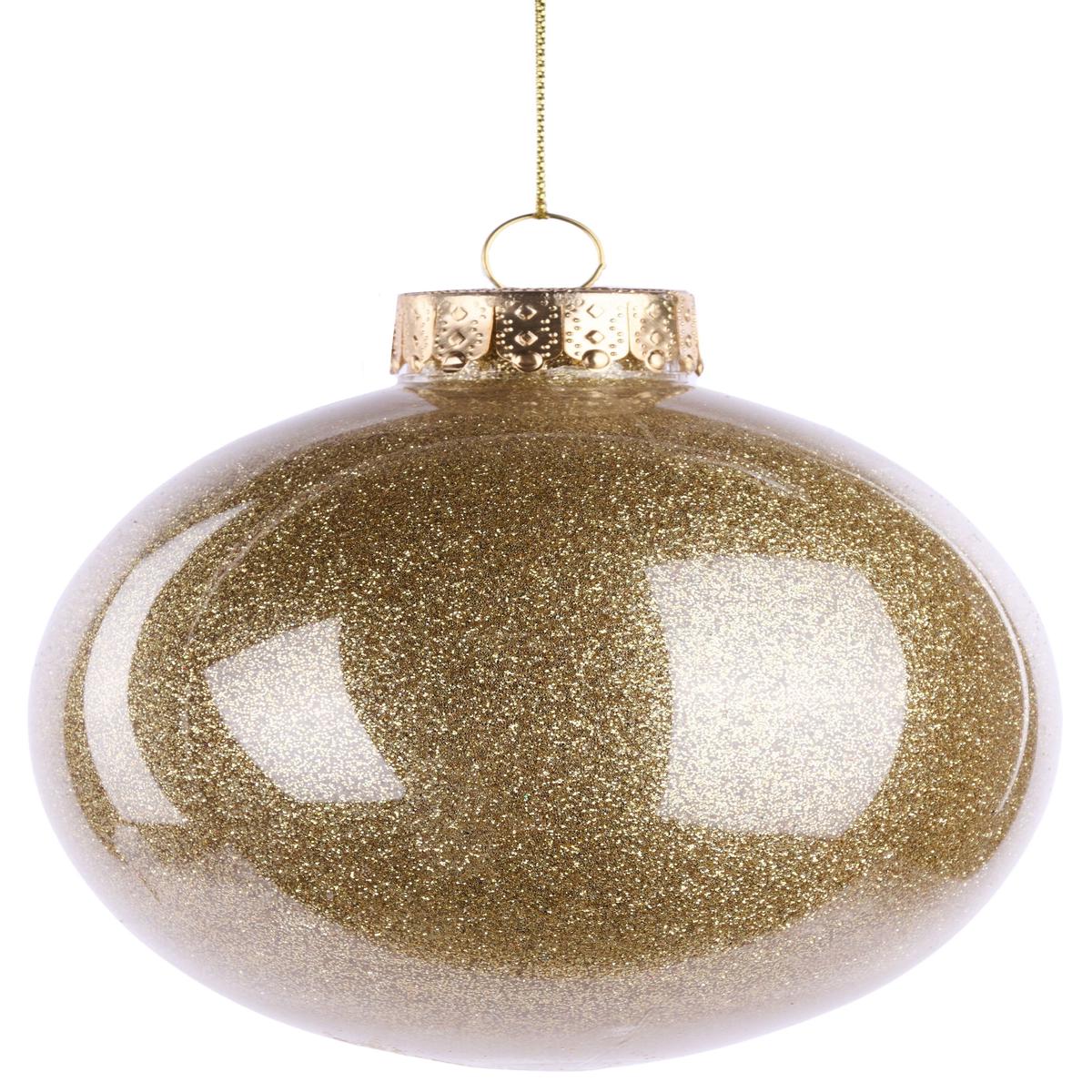 100MM Gold Glitter Lacquer Glass-Look Ornament