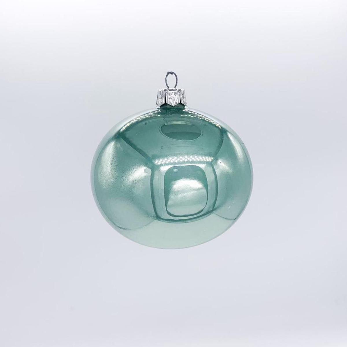 10cm Glossy Aqua Green Glass Christmas Tree Ball