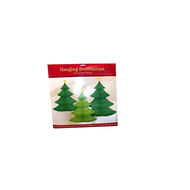 Christmas Tree Honeycomb Hanging Decoration 3 Ct
