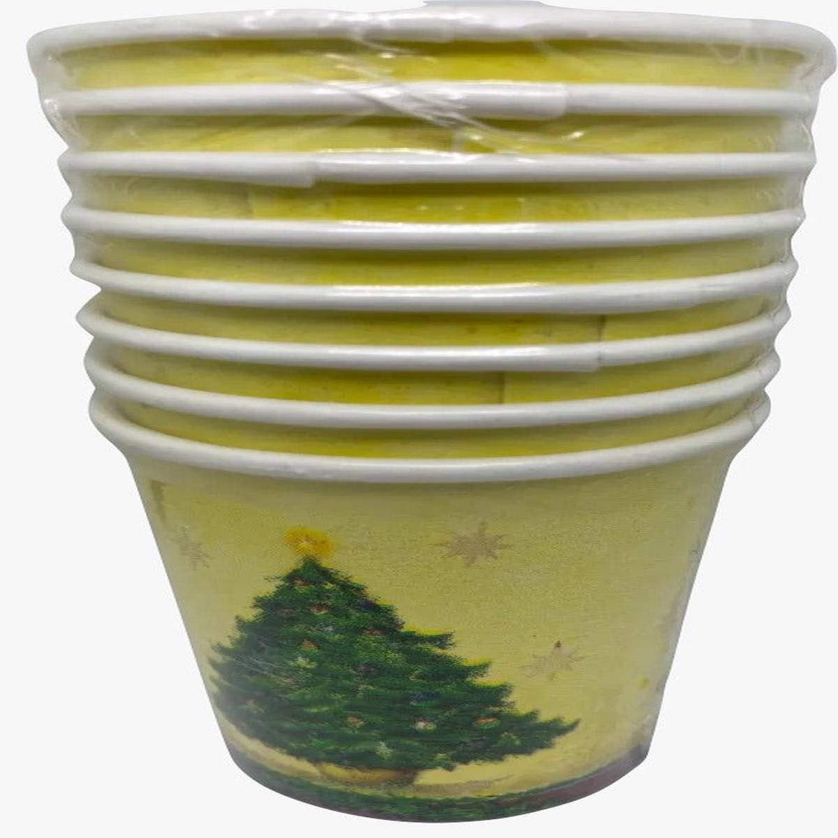 Yellow Christmas Paper Cups with Christmas Tree 8PCS 200CC