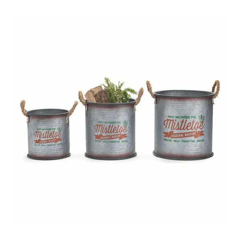 MISTLETOE NESTED CHRISTMAS PLANTERS