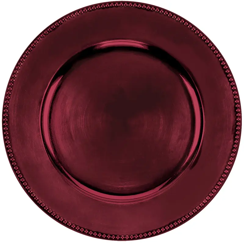 Burgundy Metallic Round Plastic Charger