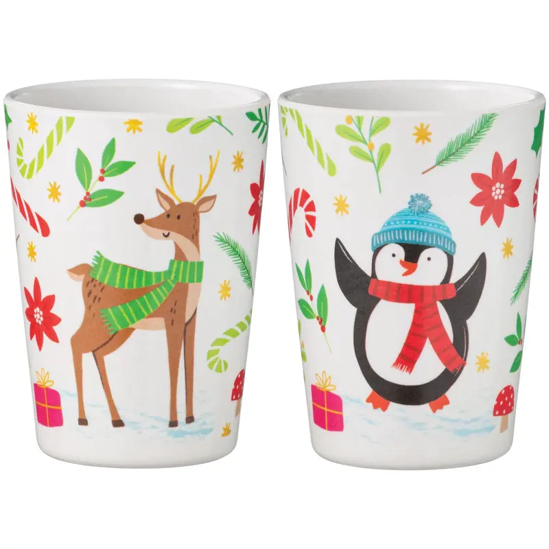 Reindeer & Penguin Plastic Cup