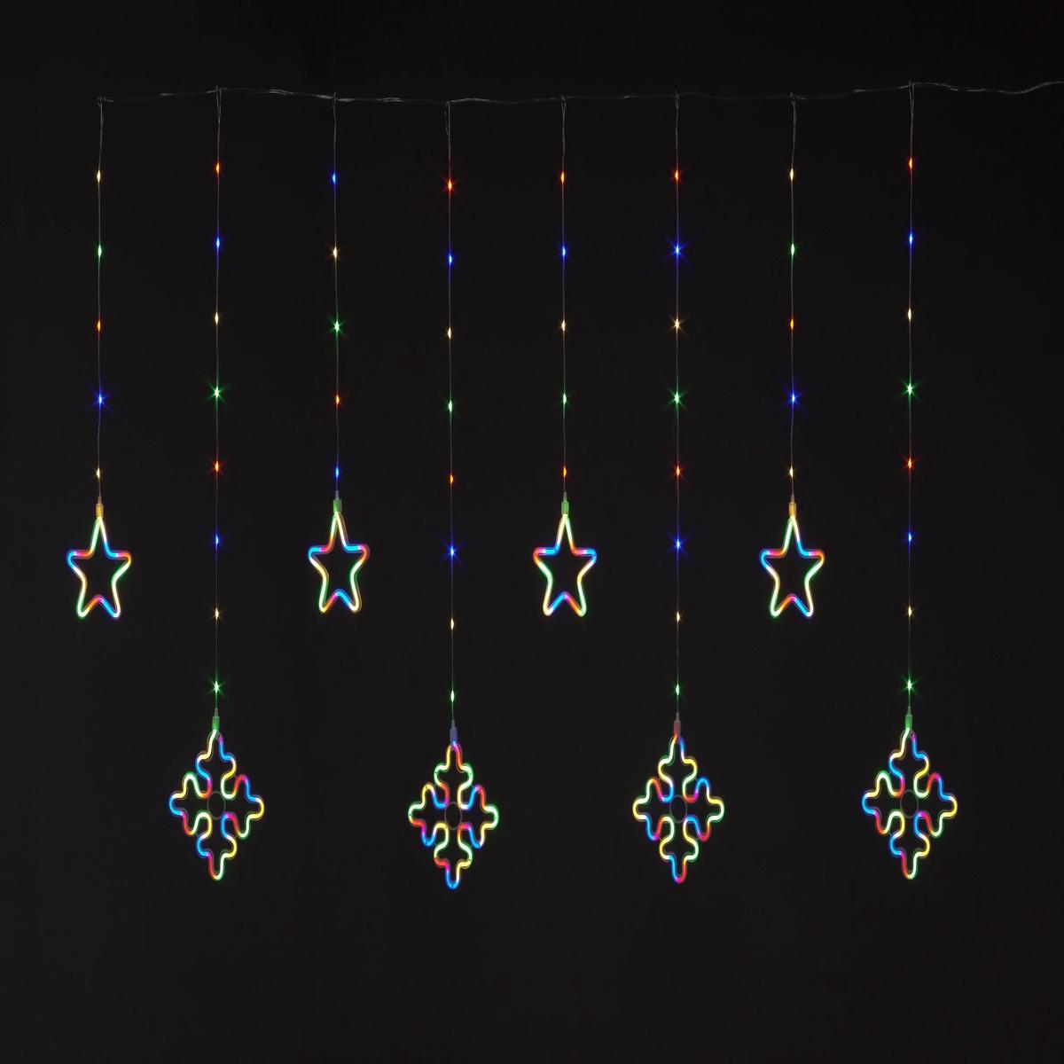 1.75x1.05m Star & Snowflake Curtain Christmas Light