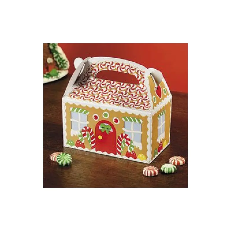 Gingerbread House Cardboard Christmas Treat Boxes - 12 Piece Pack