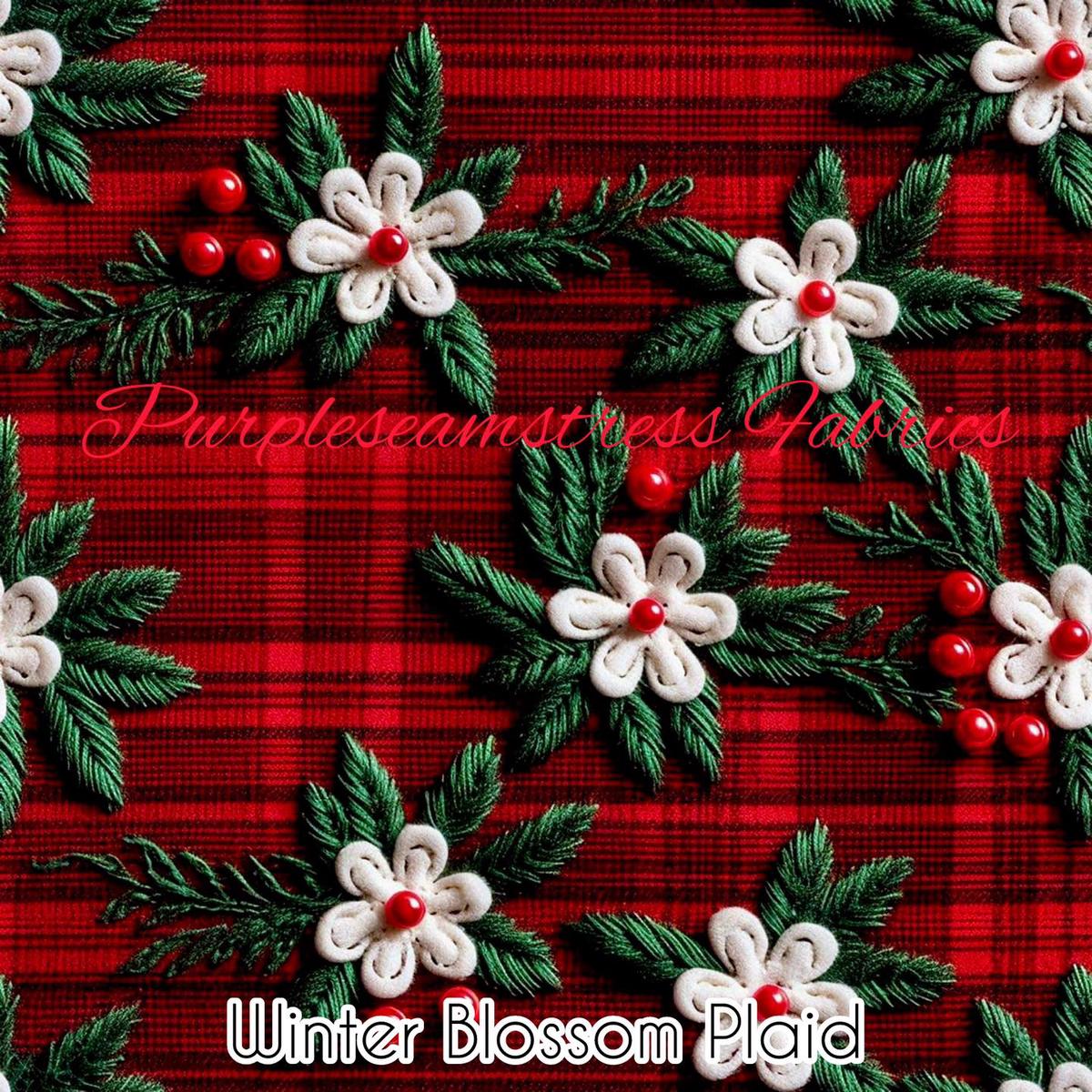 Winter Blossom Plaid  Fabric