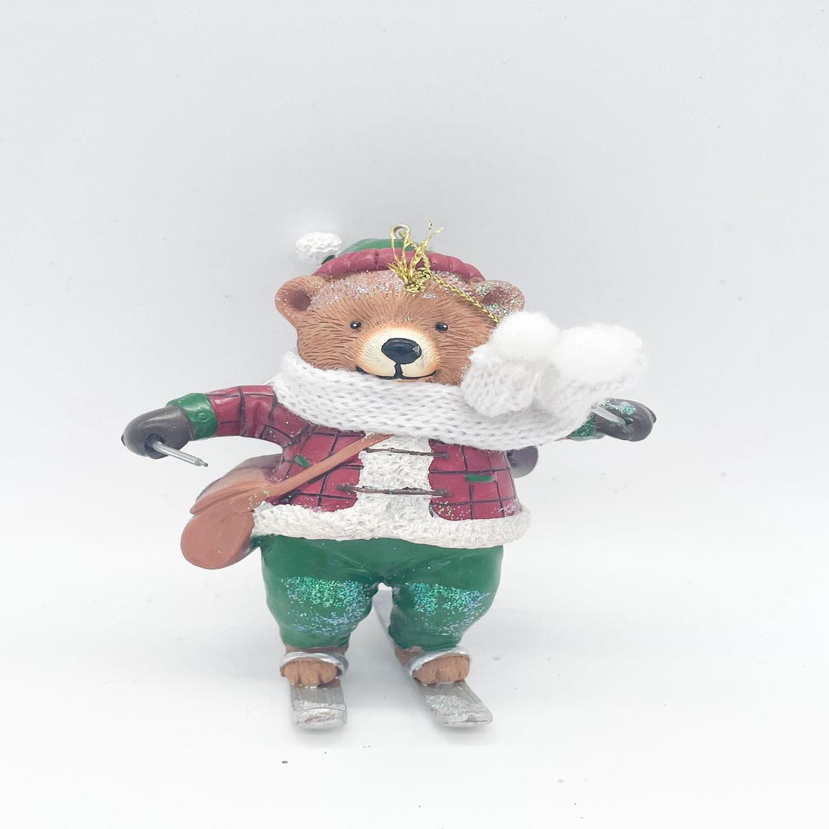 11cm Bear on Skis Christmas Tree Decoration