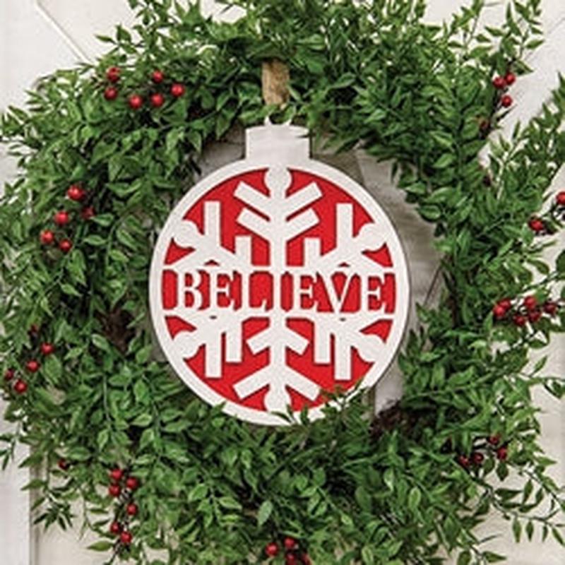 Wooden Sparkle Snowflake Believe Christmas Bulb Hanger